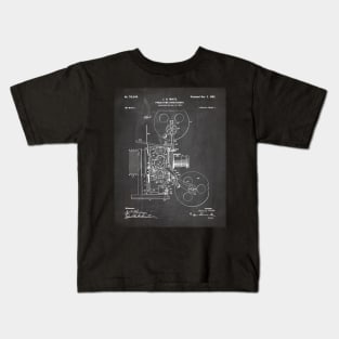 Film Camera Patent - Film Lover Cinema Student Art - Black Chalkboard Kids T-Shirt